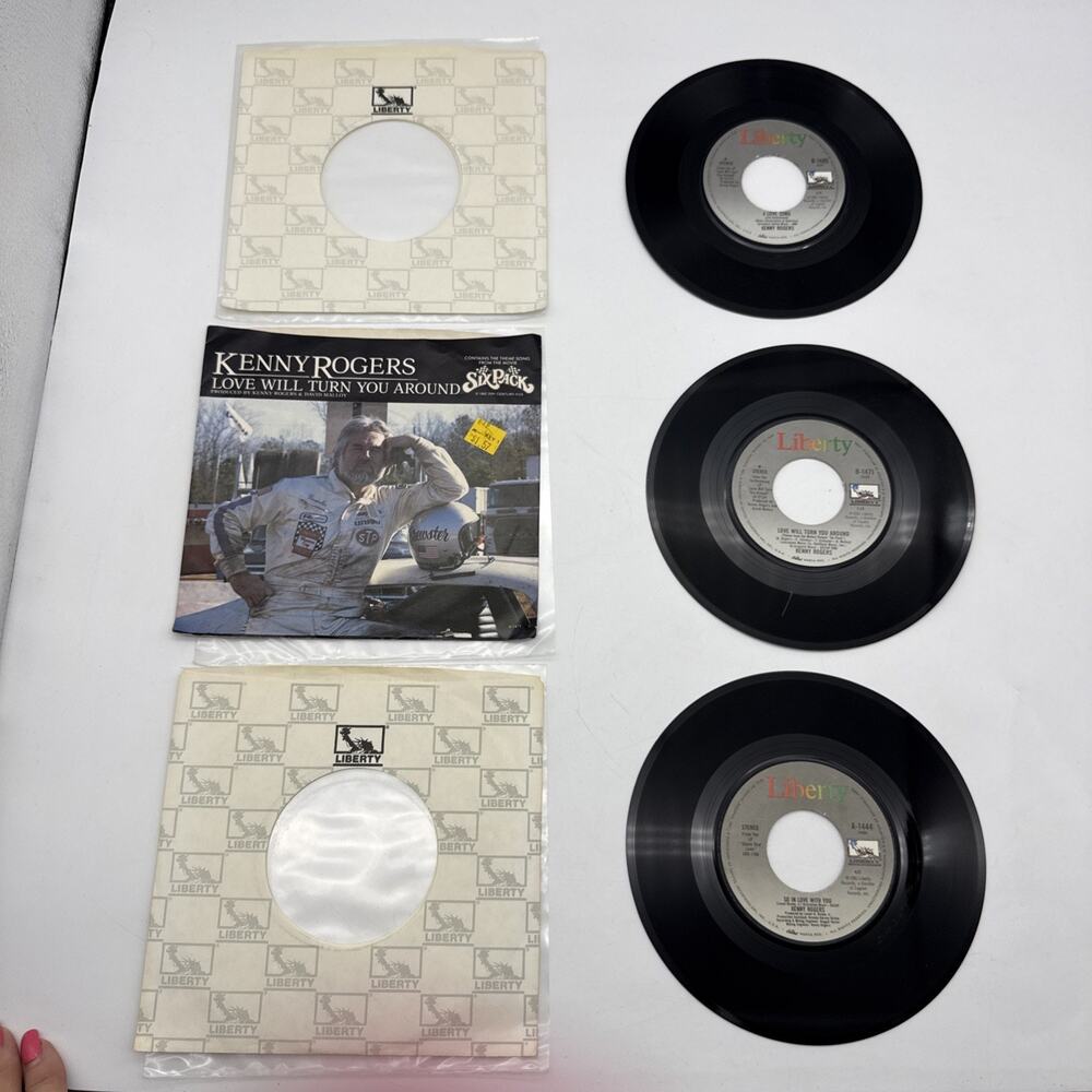 3 kenny rogers vinyl 45, A Love Song/Love Will Turn You Around/Through The Years